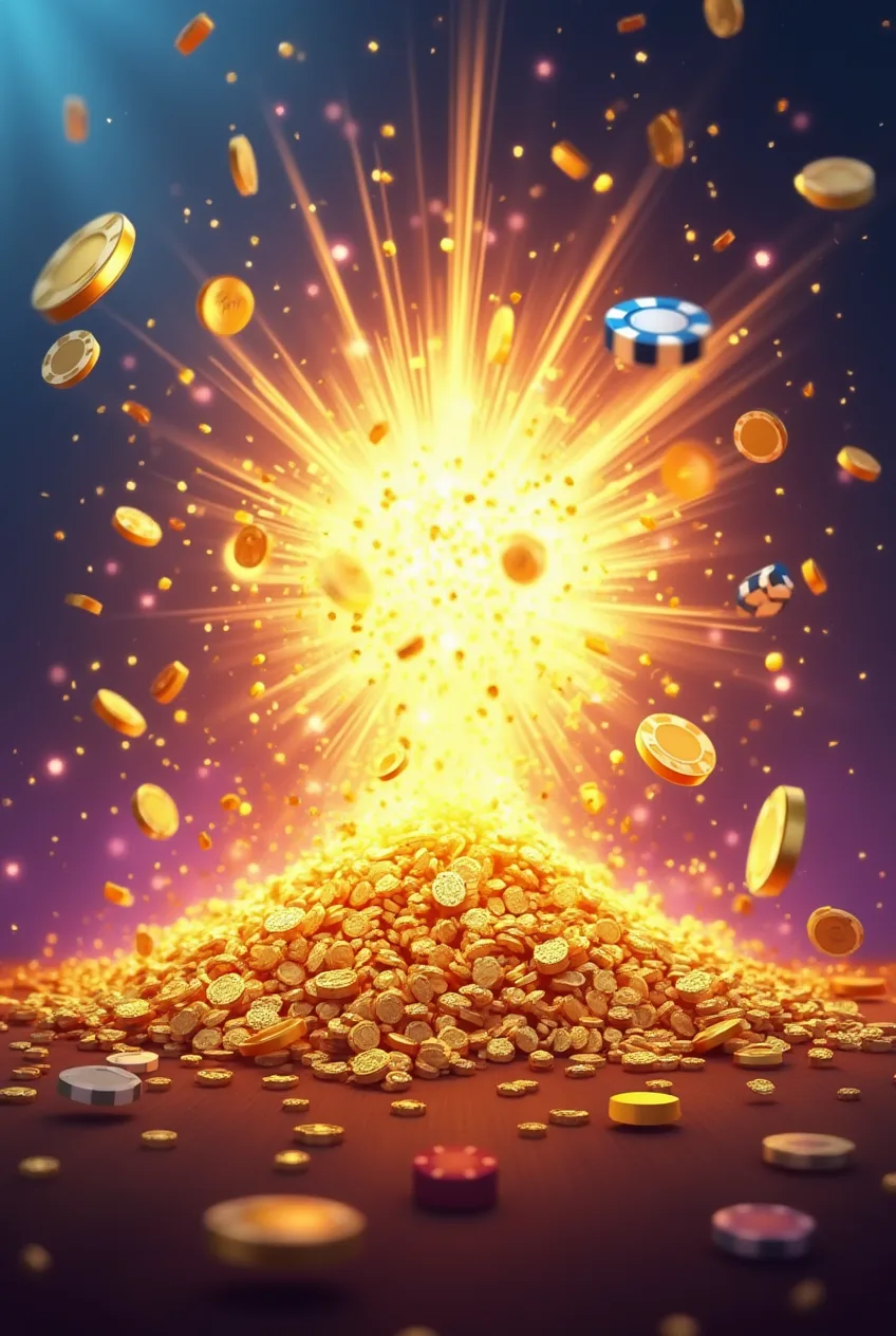 big volcanic eruption of coins and chips